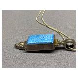 Vintage Mexican .925 Sterling Silver Blue Stone Pendant Necklace