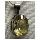 Elegant Faceted Sterling Silver 925 Gemstone Pendant