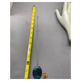 Artistic Blue-Green Stone Sterling Silver 925 Pendant Necklace