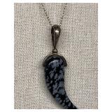 Snowflake Obsidian Sterling Silver 925 Pendant Necklace