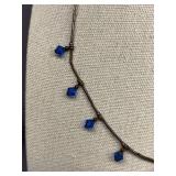 Vintage Blue Beaded Sterling Silver 925 Necklace