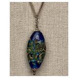 Art Glass Pendant Necklace Sterling Sterling 925 Chain