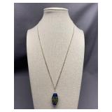 Art Glass Pendant Necklace Sterling Sterling 925 Chain