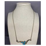 Vintage Sterling Silver Native American Style 925 Turquoise Necklace