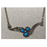 Vintage Sterling Silver Native American Style 925 Turquoise Necklace