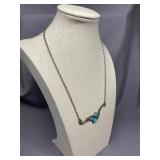 Vintage Sterling Silver Native American Style 925 Turquoise Necklace