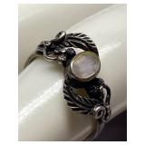 Vintage Sterling Silver 925 Leaf Vine Opalescent Ring Size 4.5