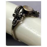 Vintage Sterling Silver 925 Leaf Vine Opalescent Ring Size 4.5