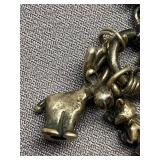 Vintage Freshwater Pearl Sterling Silver 925 Animal Charms Blue Bead Necklace - 38.2 Grams