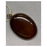 Large Oval Pendant Israel Sterling Silver 925 Necklace