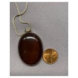 Large Oval Pendant Israel Sterling Silver 925 Necklace