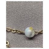 Blue Lace Agate Bead Necklace 925 Sterling Silver