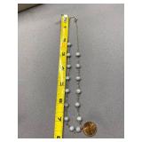 Blue Lace Agate Bead Necklace 925 Sterling Silver
