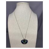 Dichroic Glass Pendant Necklace Sterling Silver 925