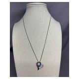 Sterling Silver 925 Heart Pendant Necklace with Opal