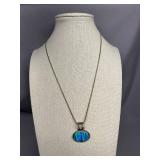 Vibrant Opal Pendant in Sterling Silver 925 Necklace