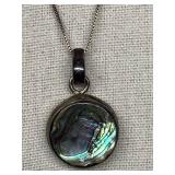 Sterling Silver 925 Necklace with Abalone Shell Pendant