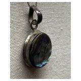 Sterling Silver 925 Necklace with Abalone Shell Pendant