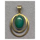 Vintage Green Gemstone Sterling Silver 925 Pendant
