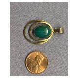 Vintage Green Gemstone Sterling Silver 925 Pendant