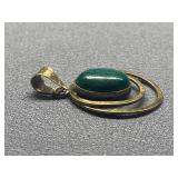 Vintage Green Gemstone Sterling Silver 925 Pendant