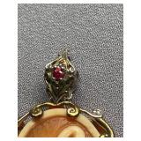 Vintage Sterling Silver 925 "L" Initial Cameo Pendant