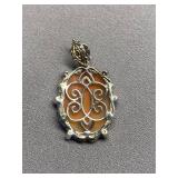 Vintage Sterling Silver 925 "L" Initial Cameo Pendant