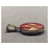 Vintage Botanical Resin Sterling Silver 925 Pendant