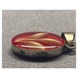 Vintage Botanical Resin Sterling Silver 925 Pendant