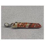 Red Jasper Point Crystal Pendant with Sterling Silver 925 Loop