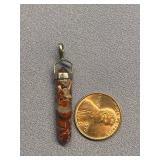 Red Jasper Point Crystal Pendant with Sterling Silver 925 Loop