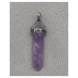 Amethyst Crystal Point Pendant with 925 Sterling Silver