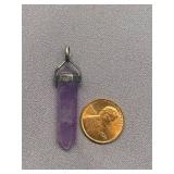 Amethyst Crystal Point Pendant with 925 Sterling Silver