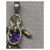 Unique 925 Sterling Silver Robot Pendant with Stones
