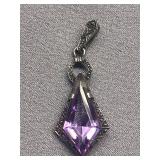 Vintage Art Deco 83.5% Silver 835 Purple Pendant