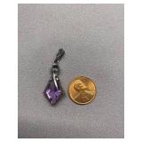 Vintage Art Deco 83.5% Silver 835 Purple Pendant