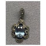 Vintage Sterling Silver 925 Gemstone Pendant
