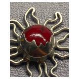 Signed Sterling Silver Sun Pendant 925