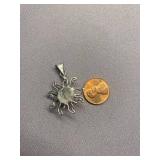 Signed Sterling Silver Sun Pendant 925