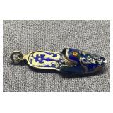 Vintage 90% Silver 900 Enamel Slipper Charm