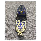 Vintage 90% Silver 900 Enamel Slipper Charm