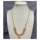 Stone Bead Necklace with Cross Pendant