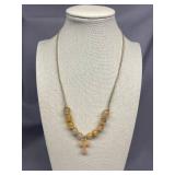 Stone Bead Necklace with Cross Pendant