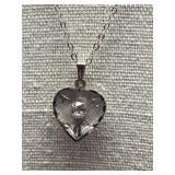 Sterling Silver 925 Signed Theda Heart Pendant Necklace