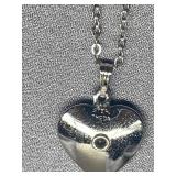 Sterling Silver 925 Signed Theda Heart Pendant Necklace