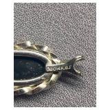 Vintage 14K White Gold Filled Black Stone Pendant
