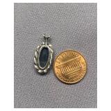 Vintage 14K White Gold Filled Black Stone Pendant