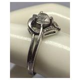 Sterling Silver Heart Ring with Gemstone, 925