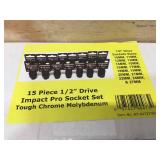 Powerbuilt 15 Piece 1/2" Drive Impact Pro Socket Set