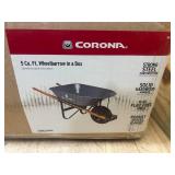 CORONA 5 Cubic Foot Wheelbarrow in A Box Heavy Duty Garden Cart with 15 Inch Flat Free Tire for Outdoor Gardening, Yards, Planting